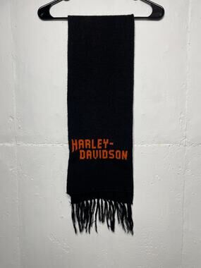 Vintage Harley- Davidson Acrylic Scarf Black Orange made in USA